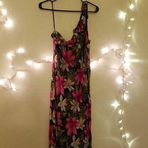 One shoulder floral dress